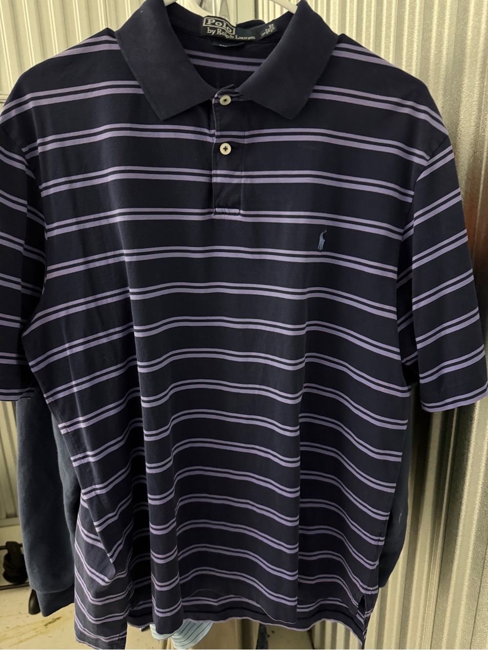 Polo by Ralph Lauren Men's Navy & Lavender Striped Polo Shirt